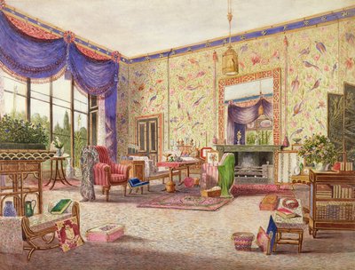 The Interior of the Chinese Drawing Room, Middleton Park, Oxfordshire, 1840 by William Alfred Delamotte